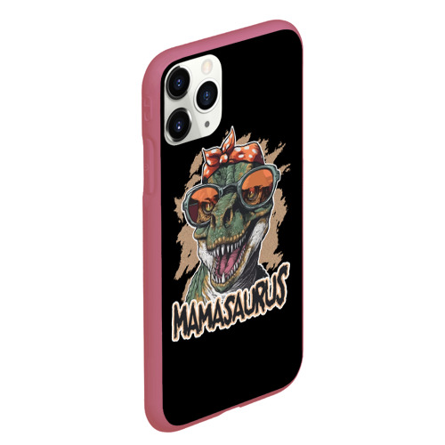 Чехол для iPhone 11 Pro Max матовый Мамазавр, цвет малиновый - фото 3