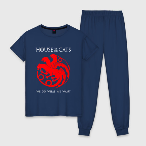 Женская пижама хлопок House of the cats, цвет темно-синий