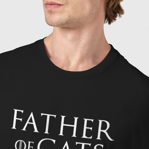 Мужская футболка хлопок Отец котов - Father of cats, цвет черный - фото 6