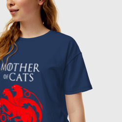 Женская футболка хлопок Oversize Мать котов - Mother of cats - фото 2