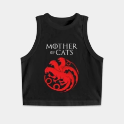 Женская укороченная майка-топ хлопок Мать котов - Mother of cats