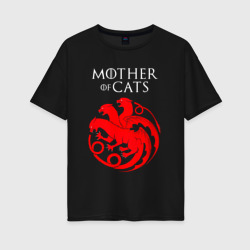 Женская футболка хлопок Oversize Мать котов - Mother of cats