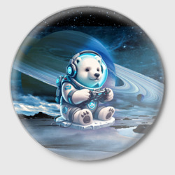 Значок Белый медвежонок кибер геймер