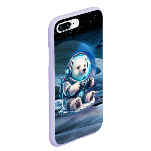 Чехол для iPhone 7Plus/8 Plus матовый Белый медвежонок кибер геймер, цвет светло-сиреневый - фото 3