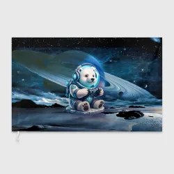 Флаг 3D Белый медвежонок кибер геймер