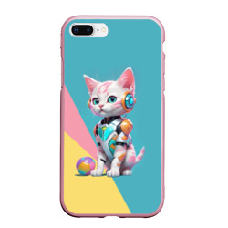 Чехол для iPhone 7Plus/8 Plus матовый Кибер котёнок с мячиком - милашка