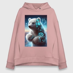 Женское худи Oversize хлопок Funny cyber bear cub - cutie