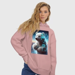 Женское худи Oversize хлопок Funny cyber bear cub - cutie - фото 2