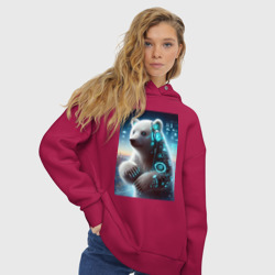 Женское худи Oversize хлопок Funny cyber bear cub - cutie - фото 2