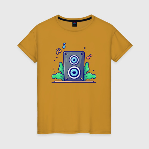 Женская футболка хлопок Sound power, цвет горчичный