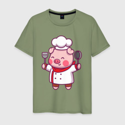 Мужская футболка хлопок Поросёнок повар