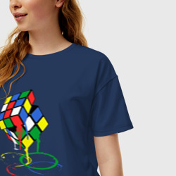 Женская футболка хлопок Oversize Rubik cube - фото 2