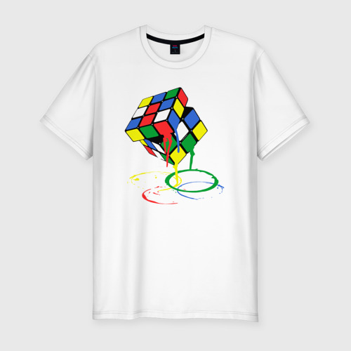 Мужская футболка хлопок Slim с принтом Rubik cube, вид спереди #2