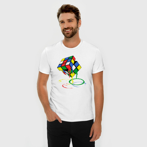 Мужская футболка хлопок Slim с принтом Rubik cube, фото на моделе #1