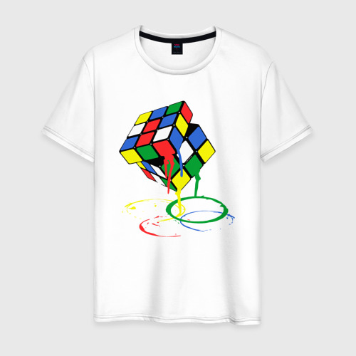Мужская футболка из хлопка с принтом Rubik cube, вид спереди №1