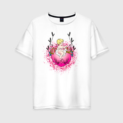 Милый ангел на сердце купидон – Женская футболка хлопок Oversize с принтом купить со скидкой в -16%