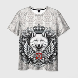 Волк белый герб России – Мужская футболка 3D с принтом купить со скидкой в -26%