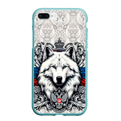 Чехол для iPhone 7Plus/8 Plus матовый Герб России и белый русский волк