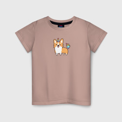 Милая собачка корги единорог – Детская футболка хлопок с принтом купить со скидкой в -20%