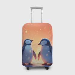 Чехол для чемодана 3D Романтичная пара пингвинов