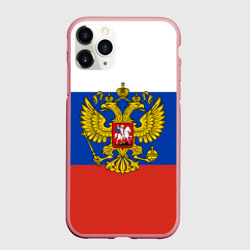 Чехол для iPhone 11 Pro Max матовый Флаг России с гербом