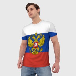 Мужская футболка 3D Флаг России с гербом - фото 2