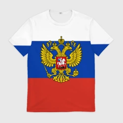 Мужская футболка 3D Флаг России с гербом