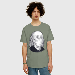 Мужская футболка хлопок Oversize Франклин в маске - фото 2