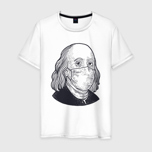Мужская футболка из хлопка с принтом Франклин в маске, вид спереди №1