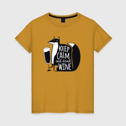 Лисичка с вином – Женская футболка хлопок с принтом купить со скидкой в -20%