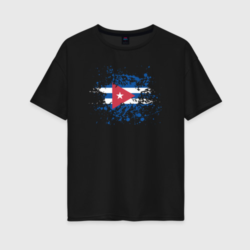 Женская футболка хлопок Oversize с принтом Куба клякса, вид спереди #2