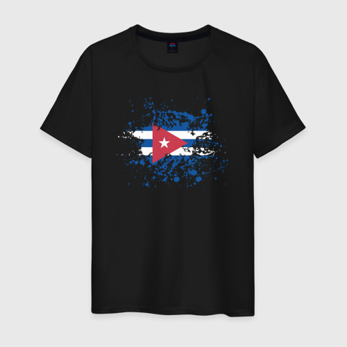 Мужская футболка из хлопка с принтом Куба клякса, вид спереди №1
