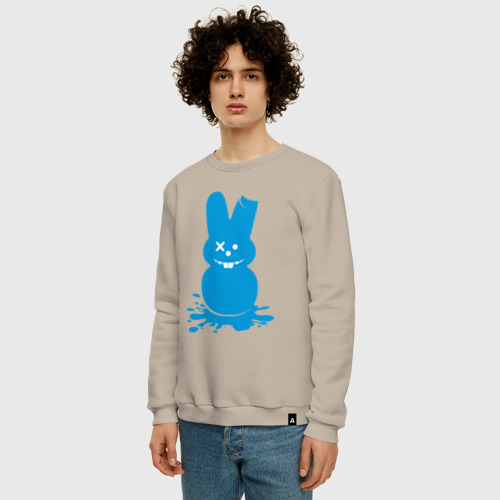 Мужской свитшот хлопок с принтом Blue bunny, фото на моделе #1