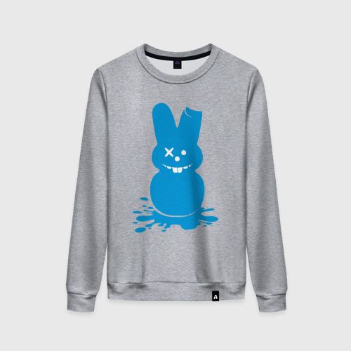 Женский свитшот хлопок с принтом Blue bunny, вид спереди #2