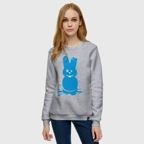 Женский свитшот хлопок с принтом Blue bunny, фото на моделе #1