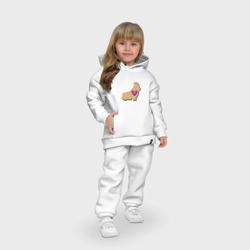 Костюм с принтом Корги с сердцем для ребенка, вид на модели спереди №4. Цвет основы: белый