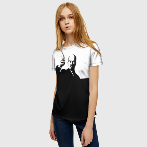 Женская футболка 3D с принтом Силуэт Владимира Ильича Ленина, фото на моделе #1