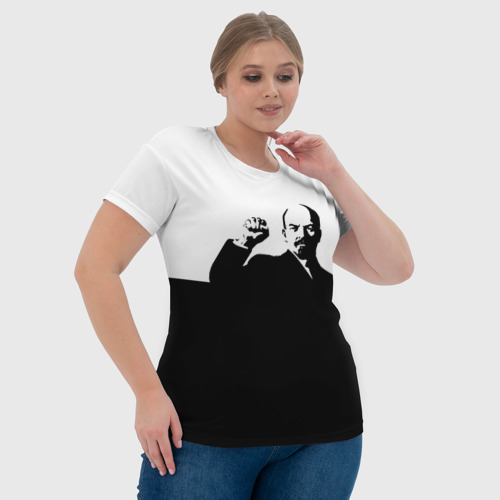 Женская футболка 3D с принтом Силуэт Владимира Ильича Ленина, фото #4