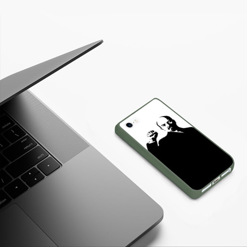 Чехол для iPhone 5/5S матовый Силуэт Владимира Ильича Ленина, цвет темно-зеленый - фото 5