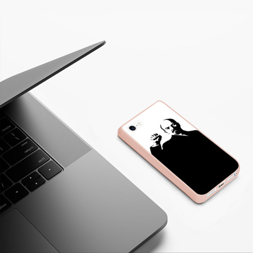 Чехол для iPhone 5/5S матовый Силуэт Владимира Ильича Ленина, цвет светло-розовый - фото 5