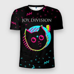 Мужская футболка 3D Slim Joy Division - rock star cat