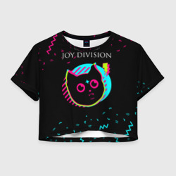 Женская футболка Crop-top 3D Joy Division - rock star cat