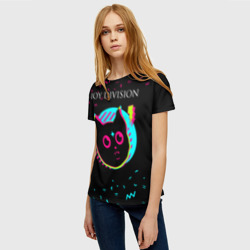 Женская футболка 3D Joy Division - rock star cat - фото 2