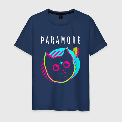 Мужская футболка из хлопка с принтом Paramore rock star cat, вид спереди №1