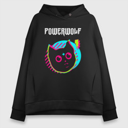 Женское худи Oversize хлопок Powerwolf rock star cat