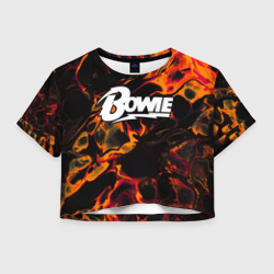 Женская футболка Crop-top 3D David Bowie red lava