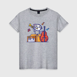 Женская футболка хлопок Джазовый котик