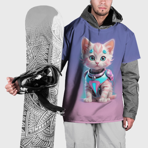 Накидка на куртку 3D Милый котёнок - киберпанк милашка, цвет 3D печать