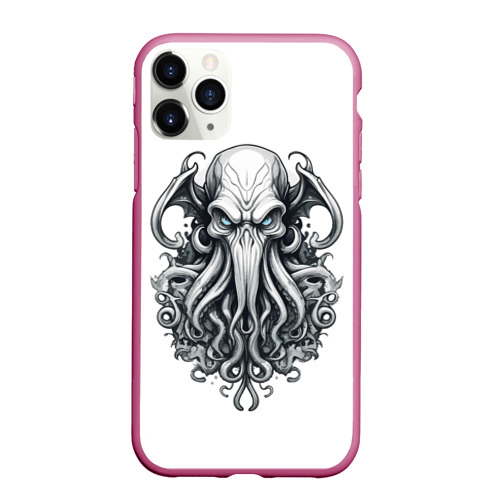 Чехол для iPhone 11 Pro Max матовый Cthulhu monster, цвет малиновый