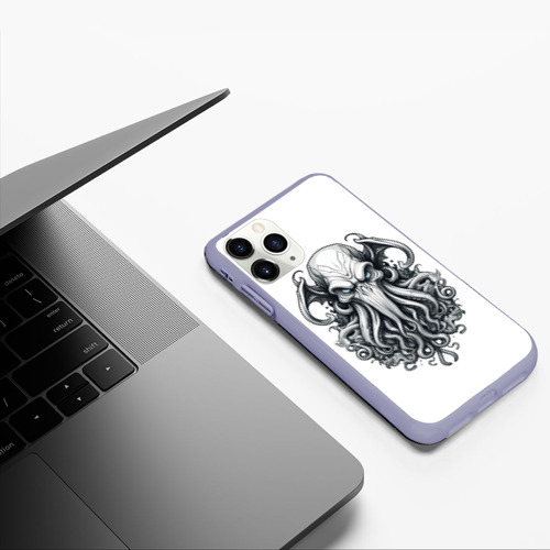 Чехол для iPhone 11 Pro матовый Cthulhu monster, цвет светло-сиреневый - фото 5